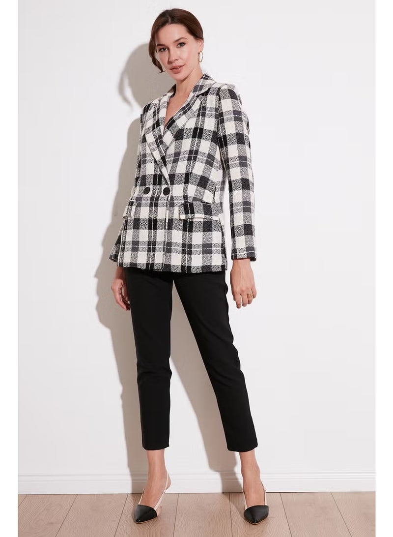 Lela Regular Fit Double Breasted Collar Tweed Blazer Jacket Women's Jacket 611CE0310 - Image 1